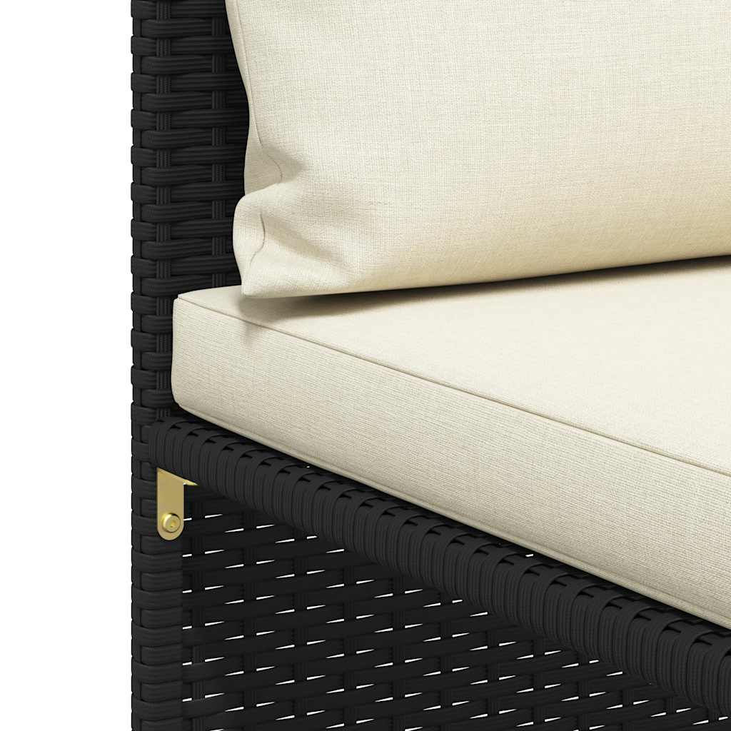 4-Seater Garden Sofa with Cushions Black Poly Rattan