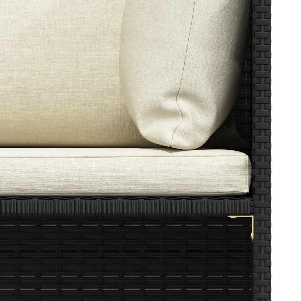 3 Piece Garden Sofa Set with Cushions Black Poly Rattan