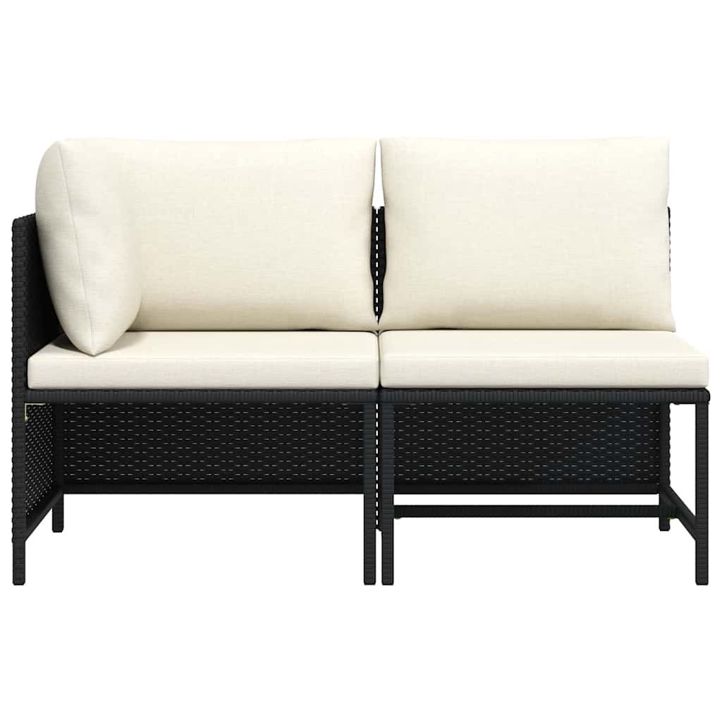 2 Piece Garden Sofa Set with Cushions Black Poly Rattan
