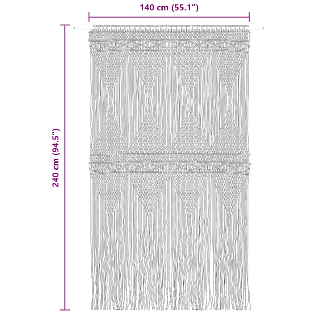 Macrame Curtain 140x240 cm Cotton