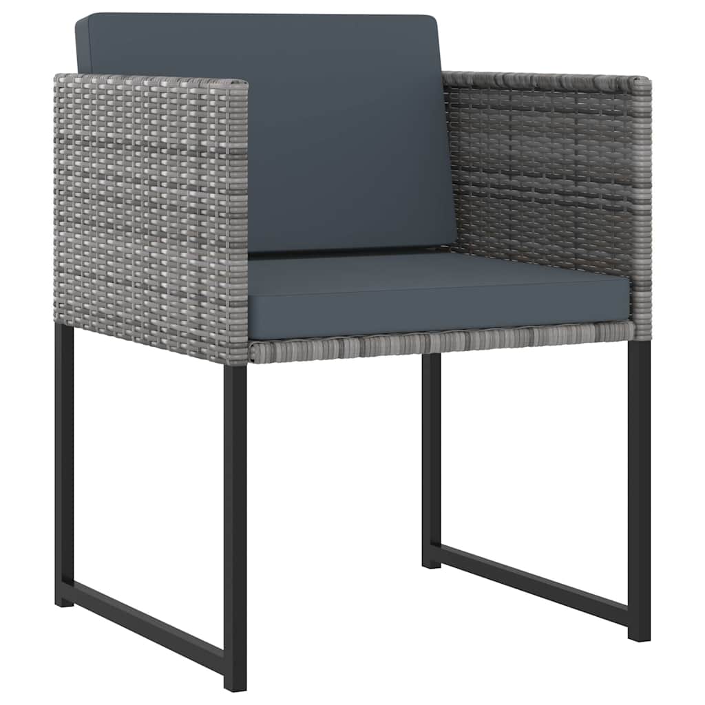 9 Piece Garden Dining Set with Cushions Poly Rattan Grey