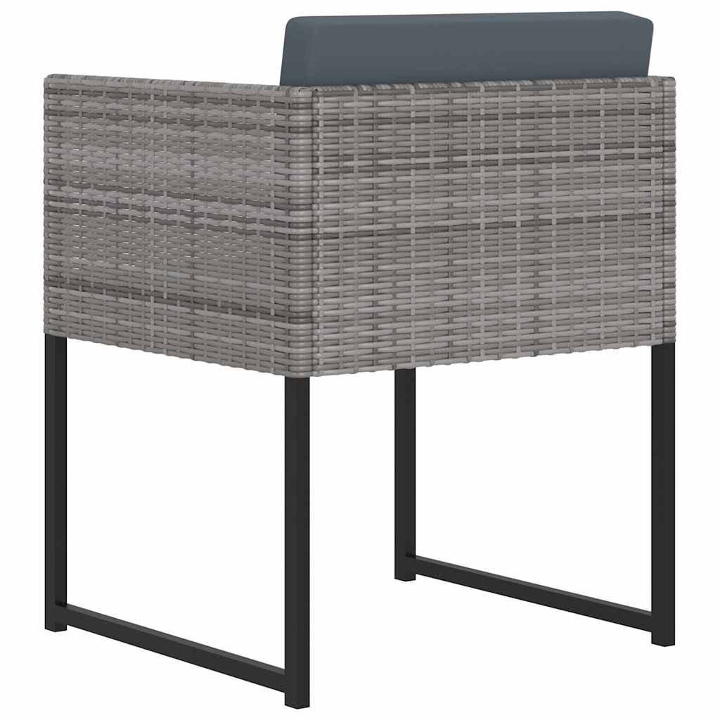 9 Piece Garden Dining Set with Cushions Poly Rattan Grey
