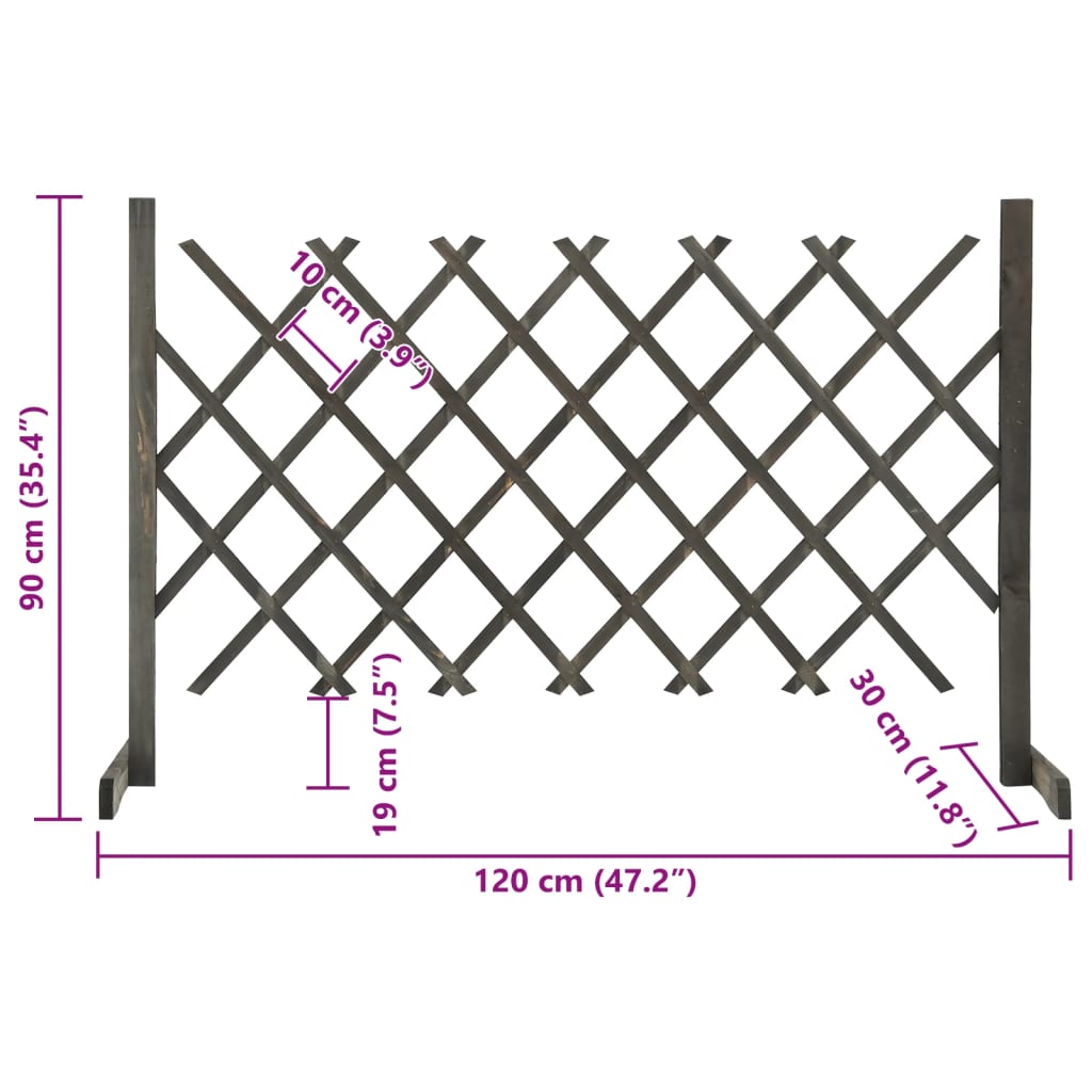 Garden Trellis Fence Grey 120x90 cm Solid Firwood