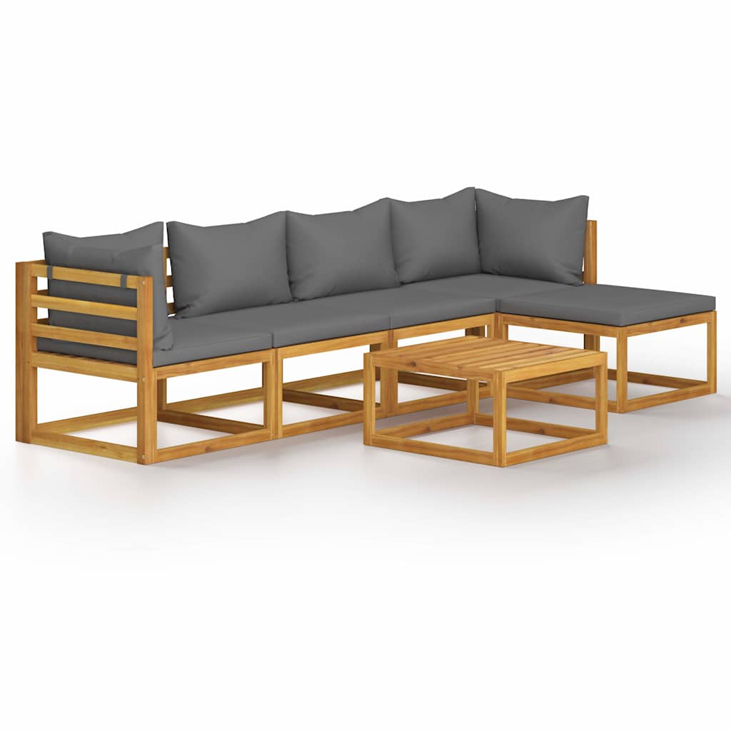 6 Piece Garden Lounge Set with Cushion Solid Acacia Wood