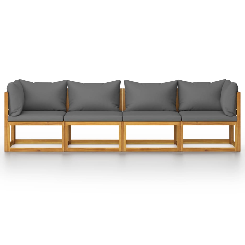 4-Seater Garden Sofa with Cushion Solid Acacia Wood
