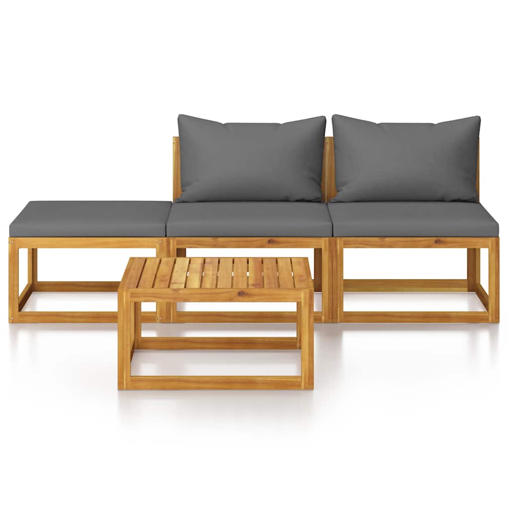 4 Piece Garden Lounge Set with Cushion Solid Acacia Wood