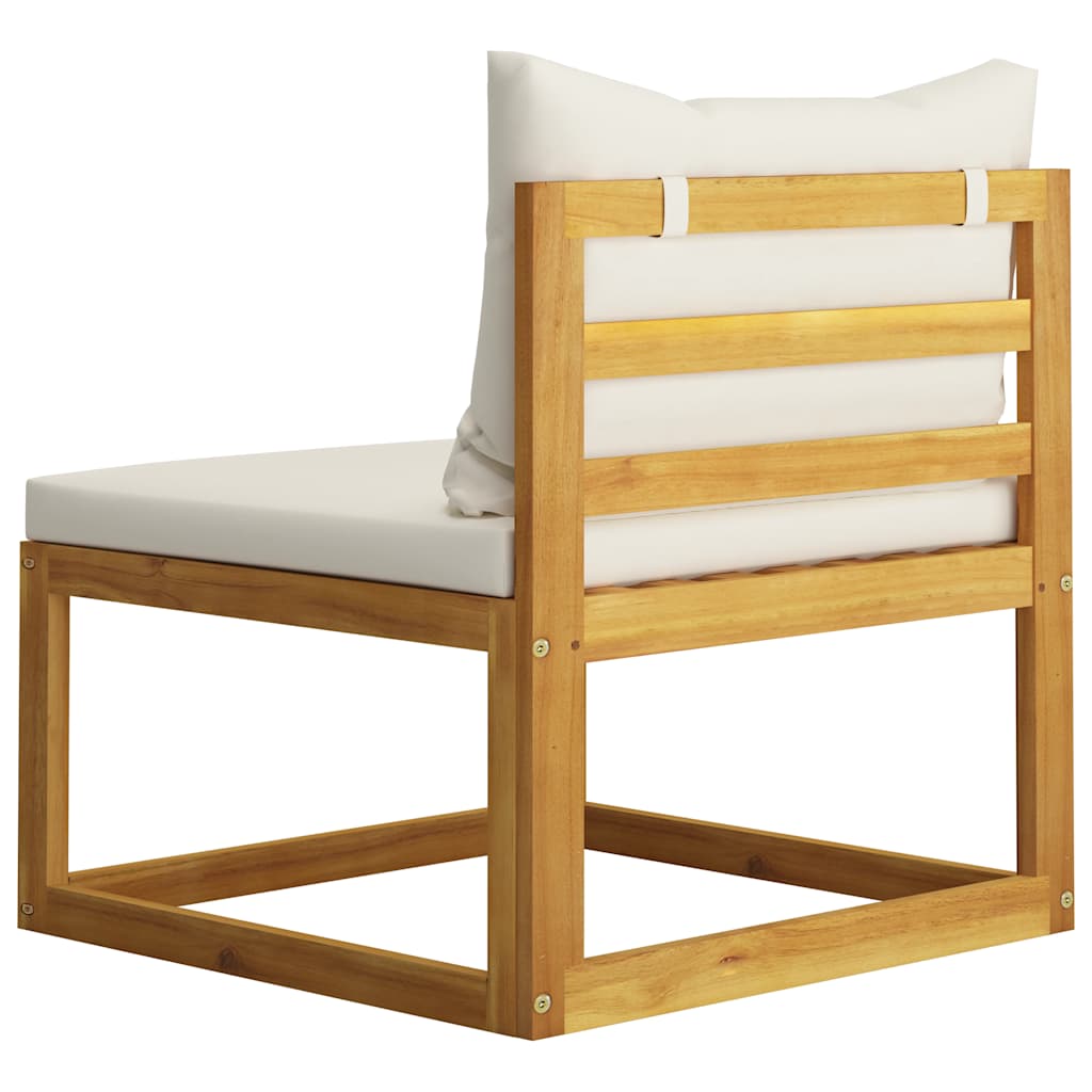3-Seater Garden Sofa with Cushion Cream Solid Acacia Wood