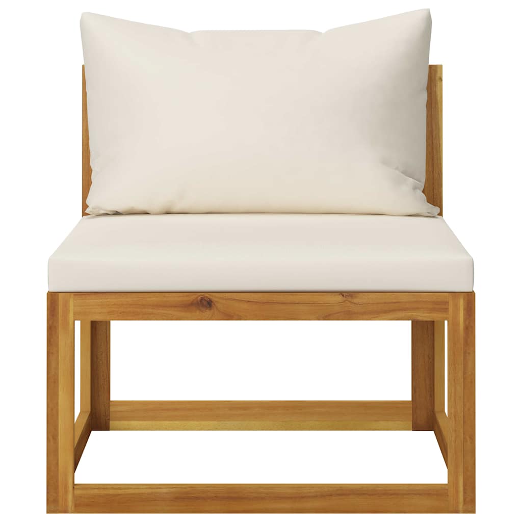3-Seater Garden Sofa with Cushion Cream Solid Acacia Wood