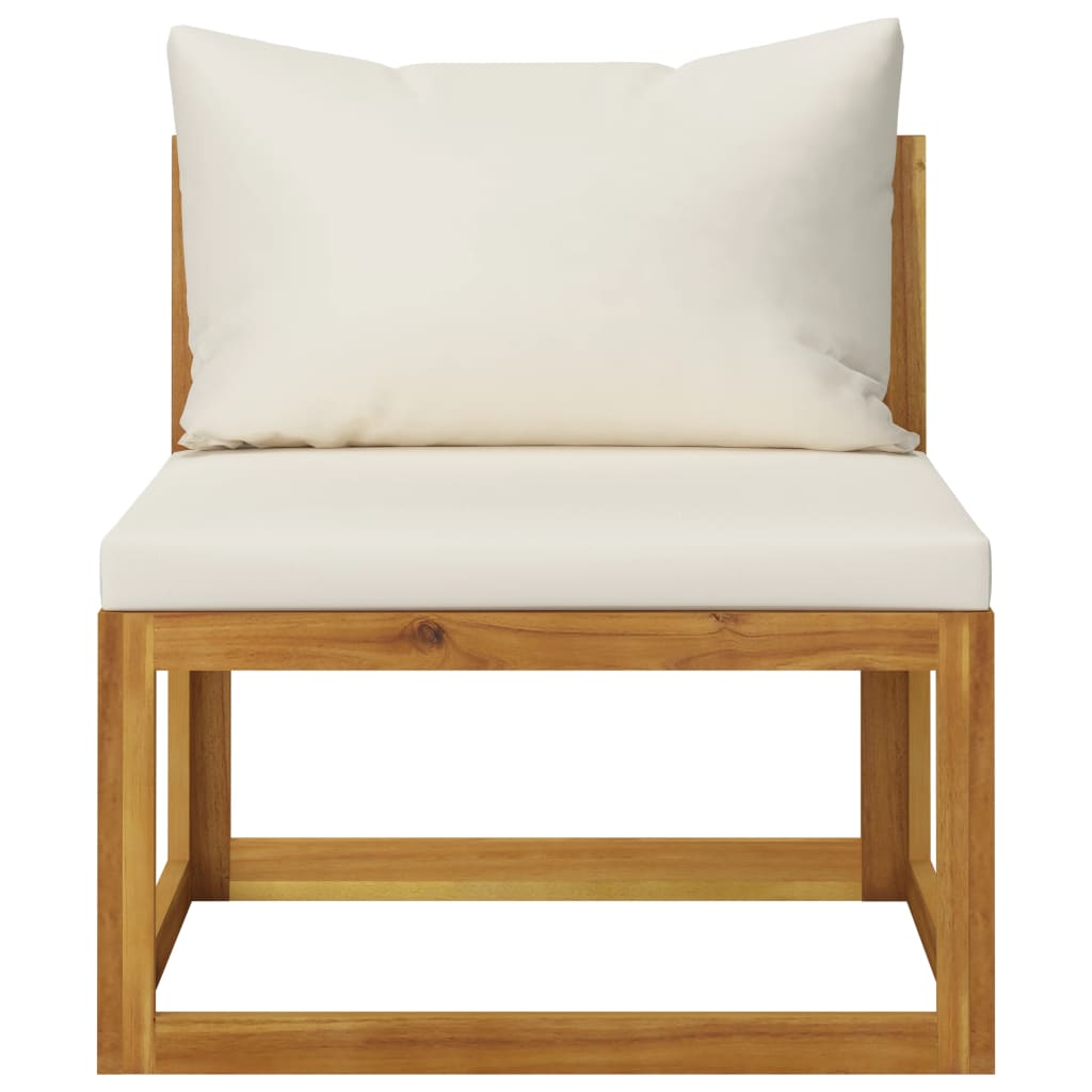 3-Seater Garden Sofa with Cushion Cream Solid Acacia Wood