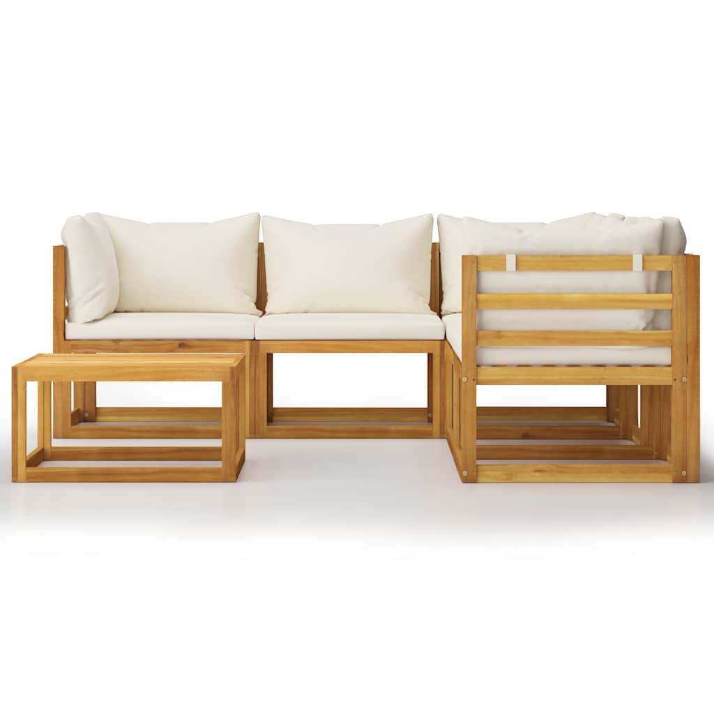 6 Piece Garden Lounge Set with Cushion Cream Solid Acacia Wood