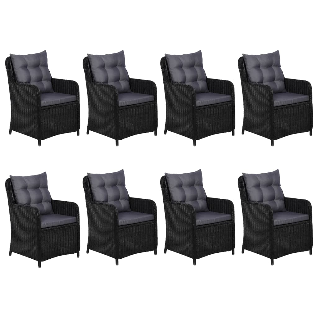 9 Piece Outdoor Dining Set Poly Rattan Black