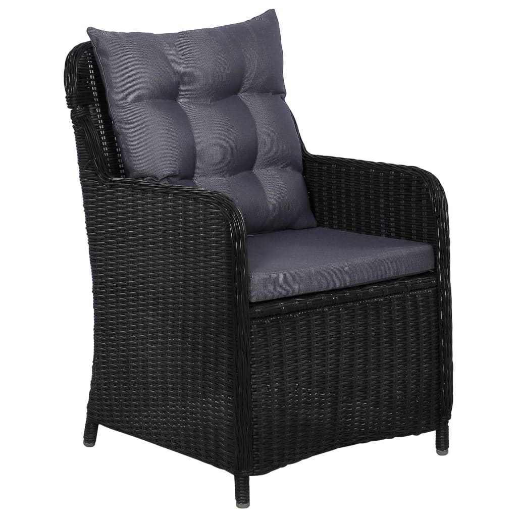 9 Piece Outdoor Dining Set Poly Rattan Black