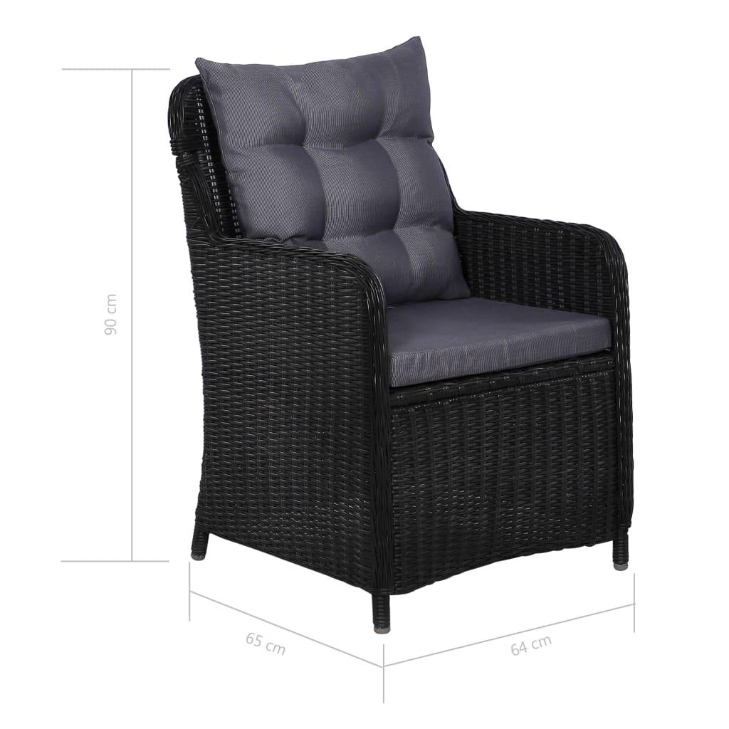 9 Piece Outdoor Dining Set Poly Rattan Black
