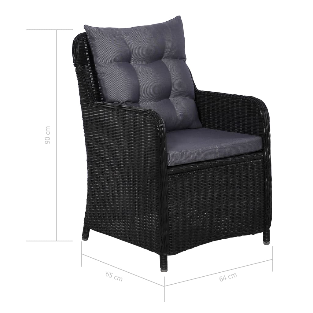 9 Piece Outdoor Dining Set Poly Rattan Black