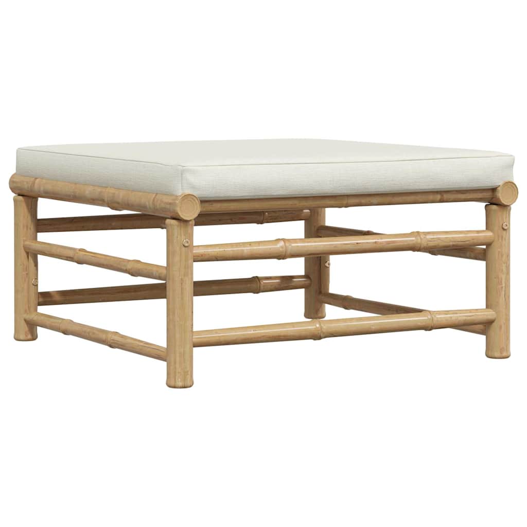 3 Piece Garden Lounge Set with Cream White Cushions Bamboo