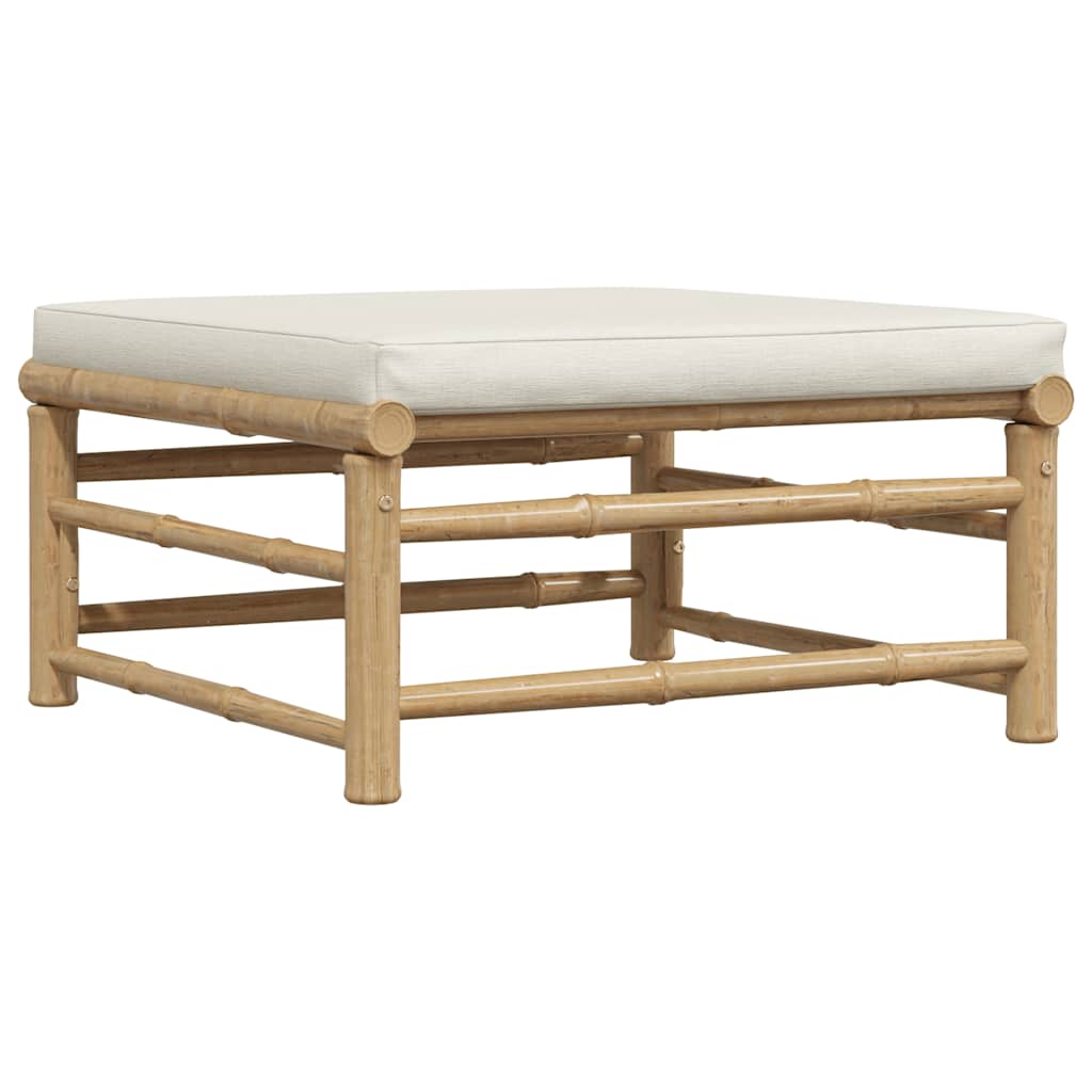 3 Piece Garden Lounge Set with Cream White Cushions Bamboo