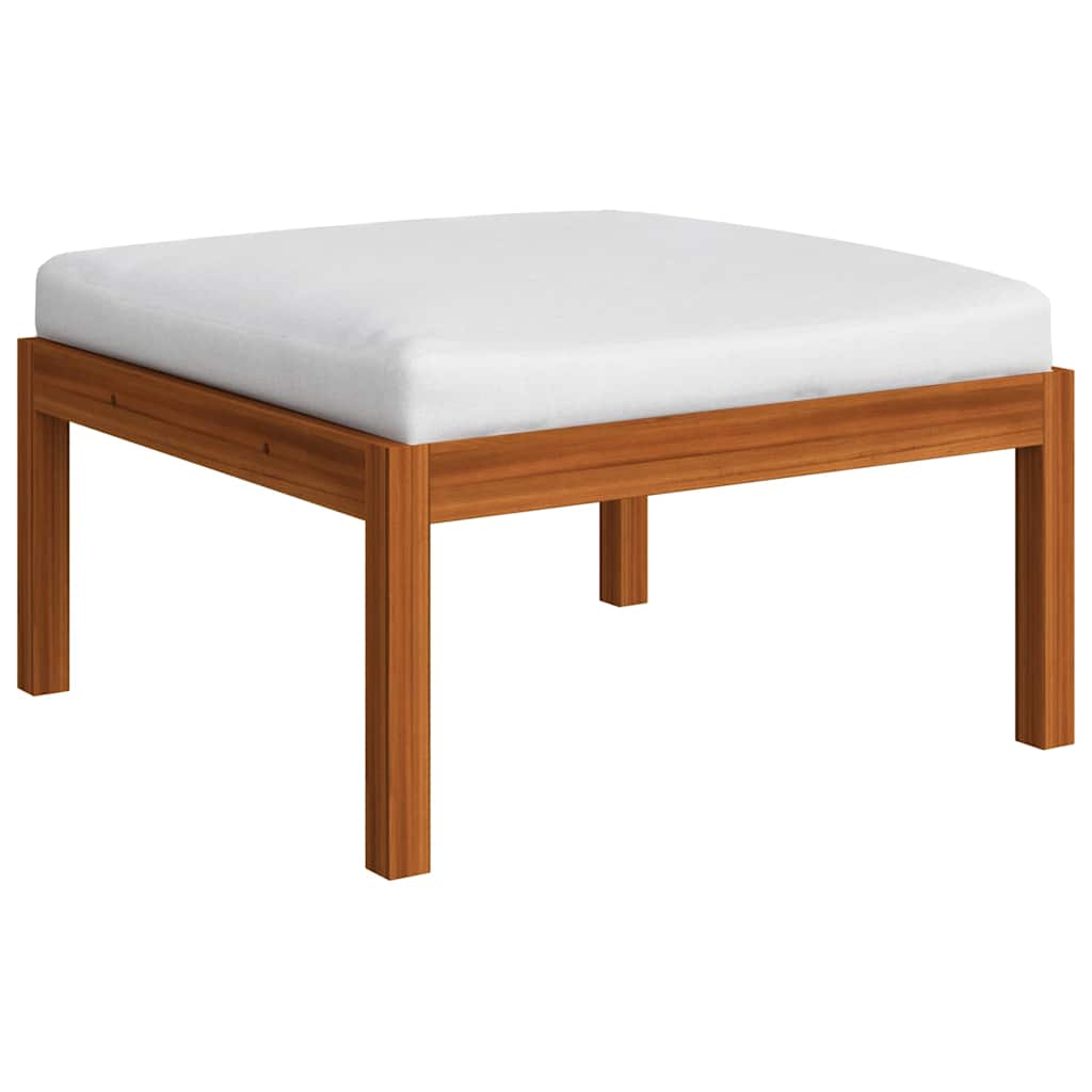 5 Piece Garden Lounge Set with Cushions Cream Wood Acacia&Rope