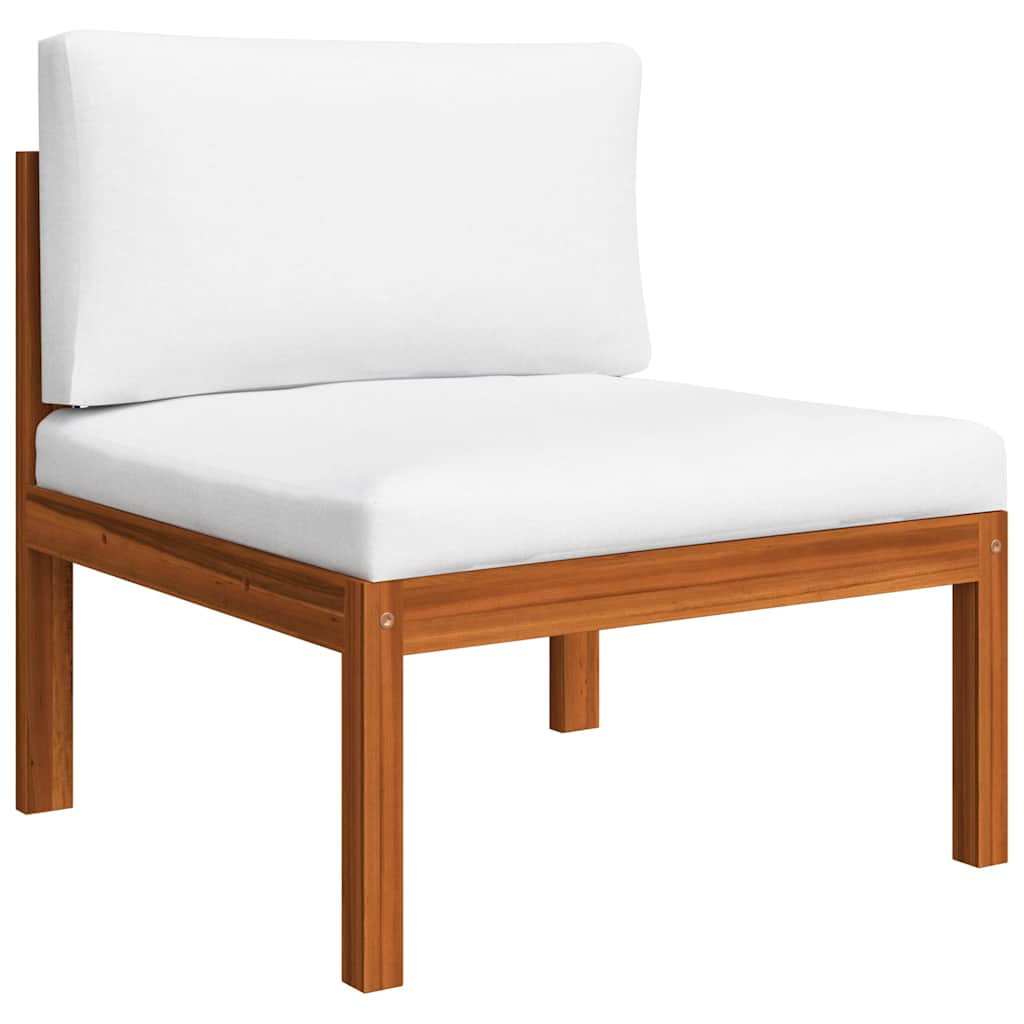 5 Piece Garden Lounge Set with Cushions Cream Wood Acacia&Rope
