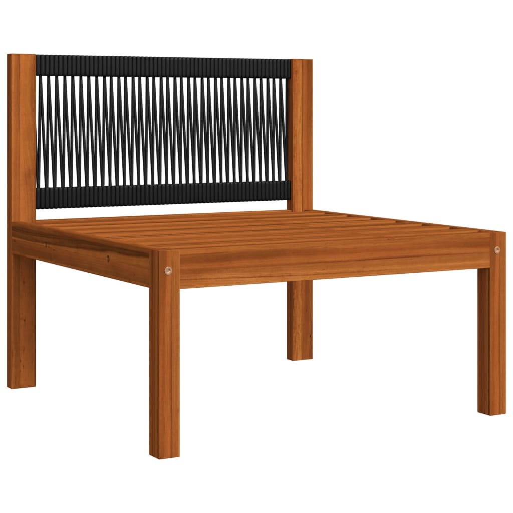 5 Piece Garden Lounge Set with Cushions Cream Wood Acacia&Rope