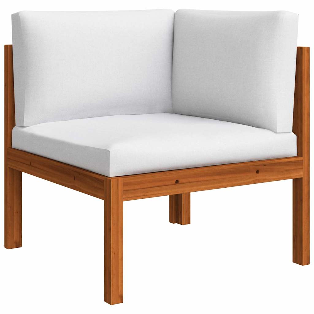 5 Piece Garden Lounge Set with Cushions Cream Wood Acacia&Rope