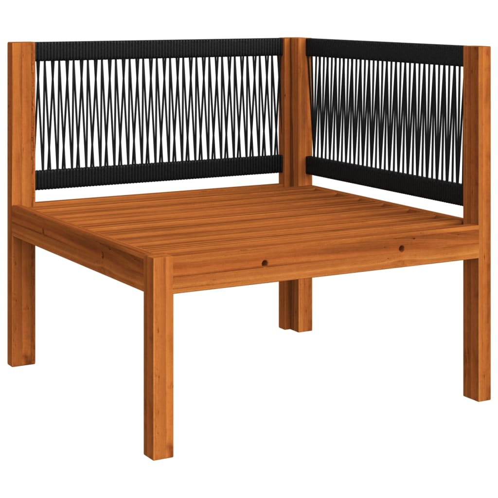 5 Piece Garden Lounge Set with Cushions Cream Wood Acacia&Rope