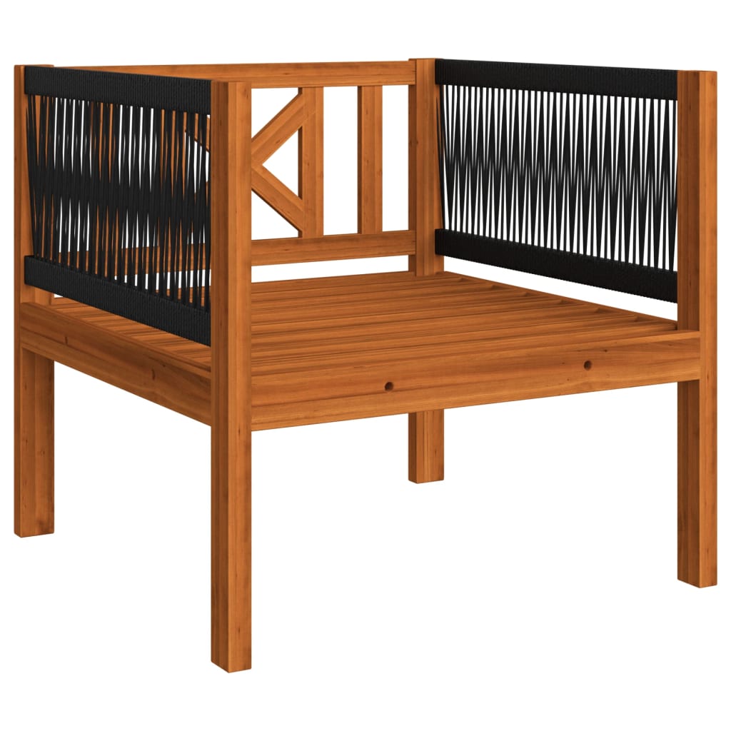 6 Piece Garden Lounge Set with Cushions Cream Wood Acacia&Rope