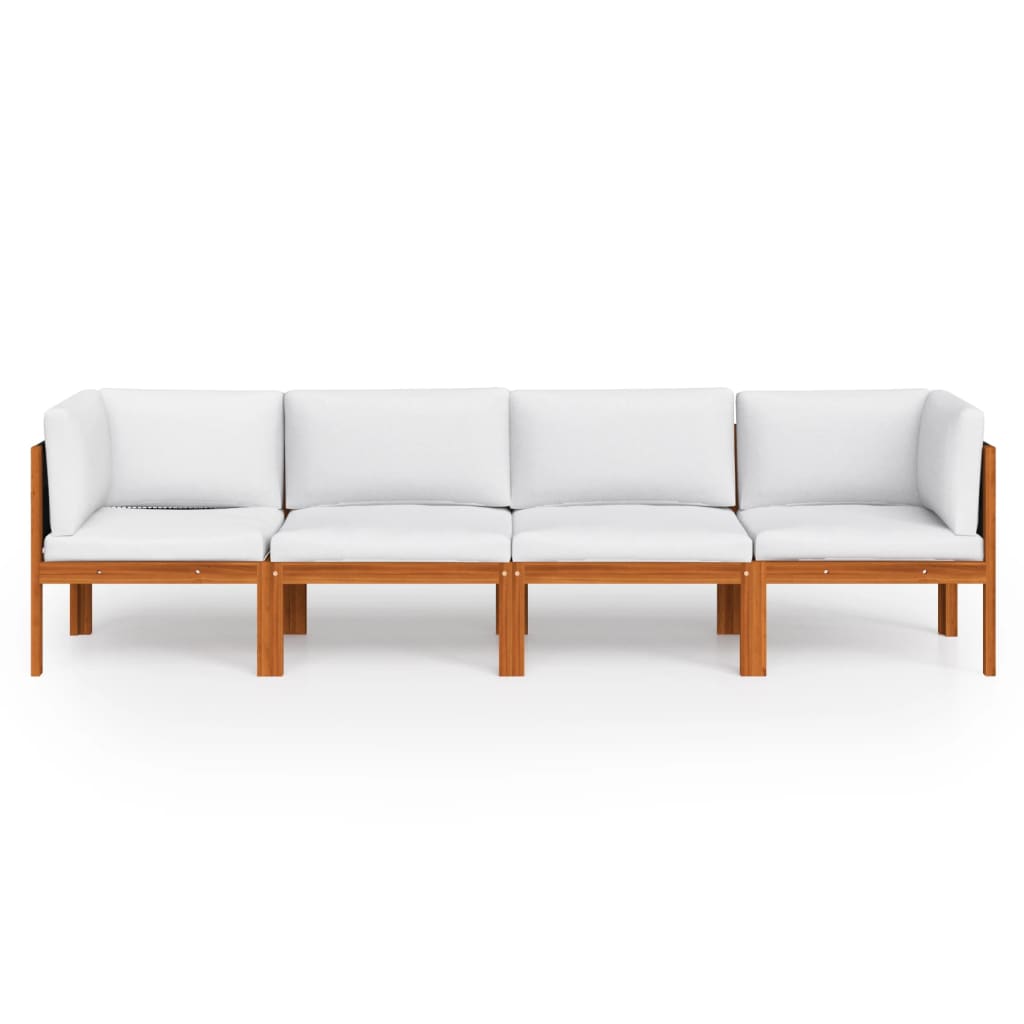 4-Seater Garden Sofa with Cushion Wood Acacia&Rope