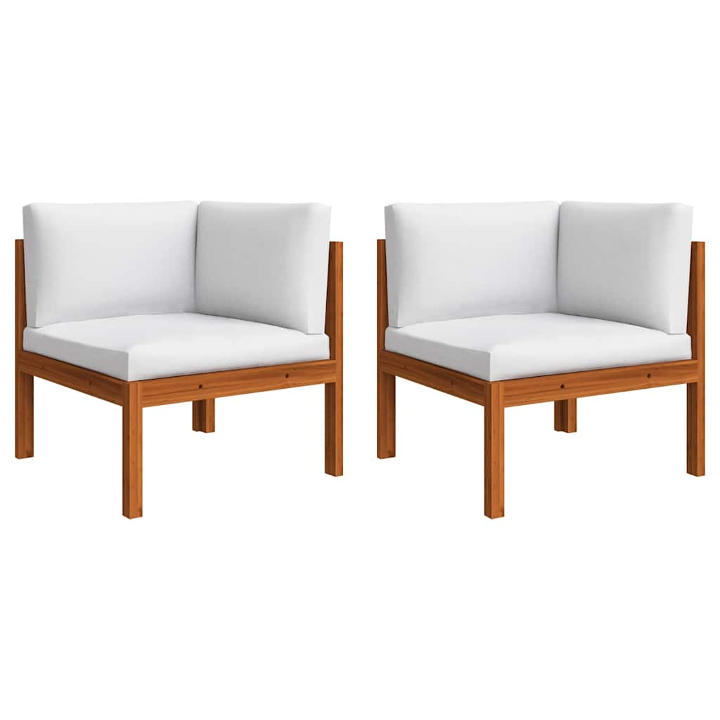 6 Piece Garden Lounge Set with Cushions Cream Wood Acacia&Rope