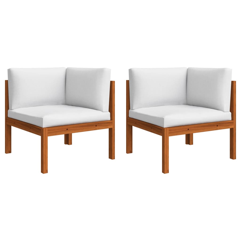 6 Piece Garden Lounge Set with Cushions Cream Wood Acacia&Rope