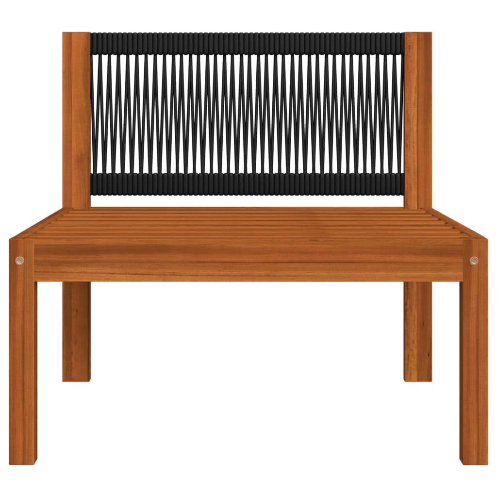 7 Piece Garden Lounge Set with Cushions Cream Wood Acacia&Rope