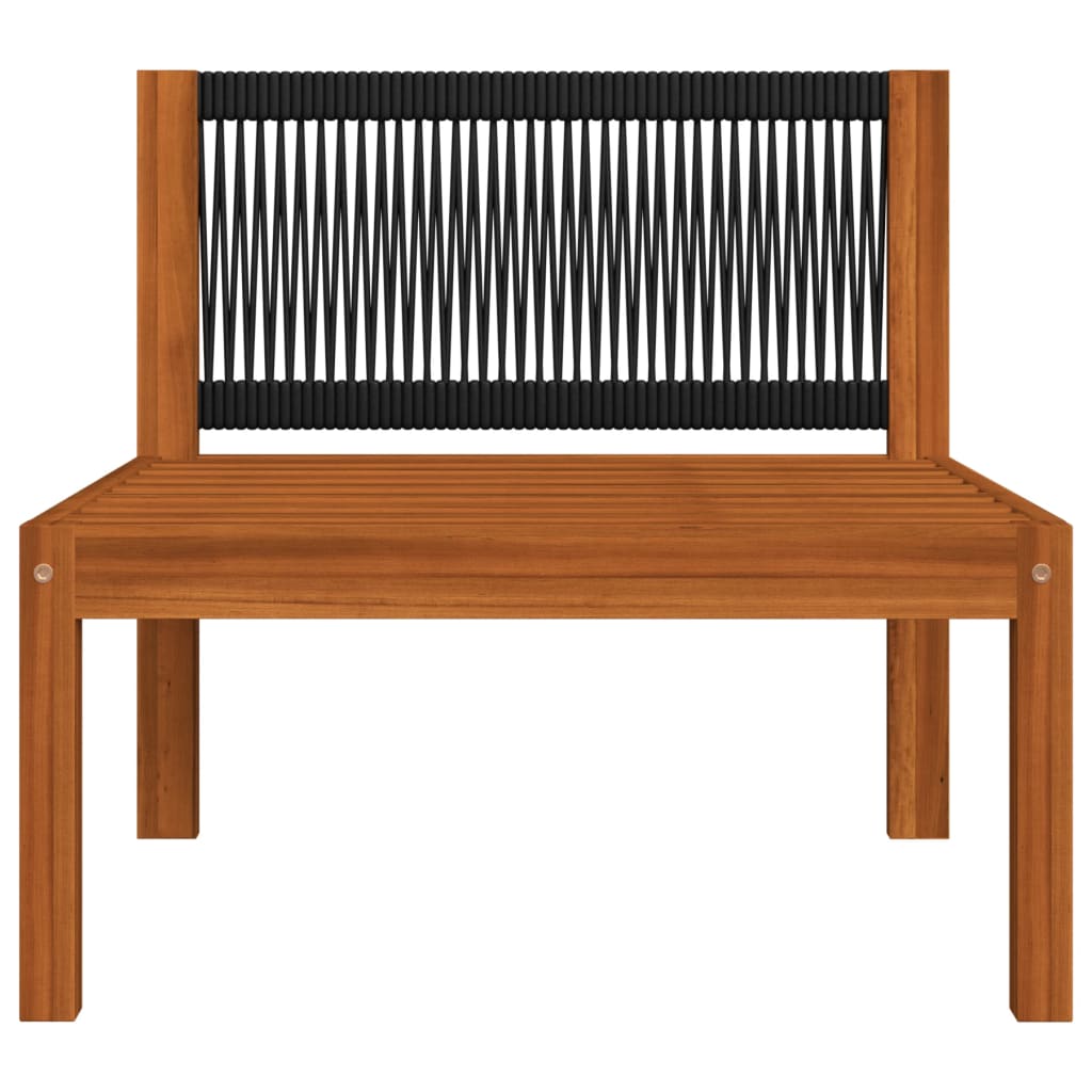 6 Piece Garden Lounge Set with Cushions Cream Wood Acacia&Rope