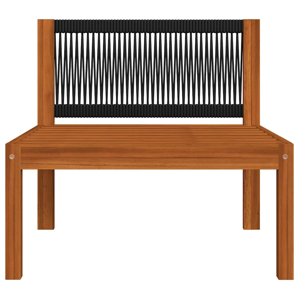 6 Piece Garden Lounge Set with Cushions Cream Wood Acacia&Rope