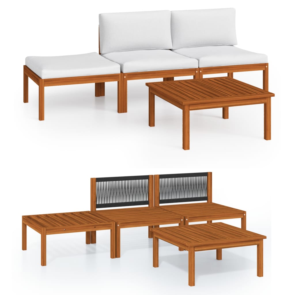 4 Piece Garden Lounge Set with Cushions Cream 63x63 cm