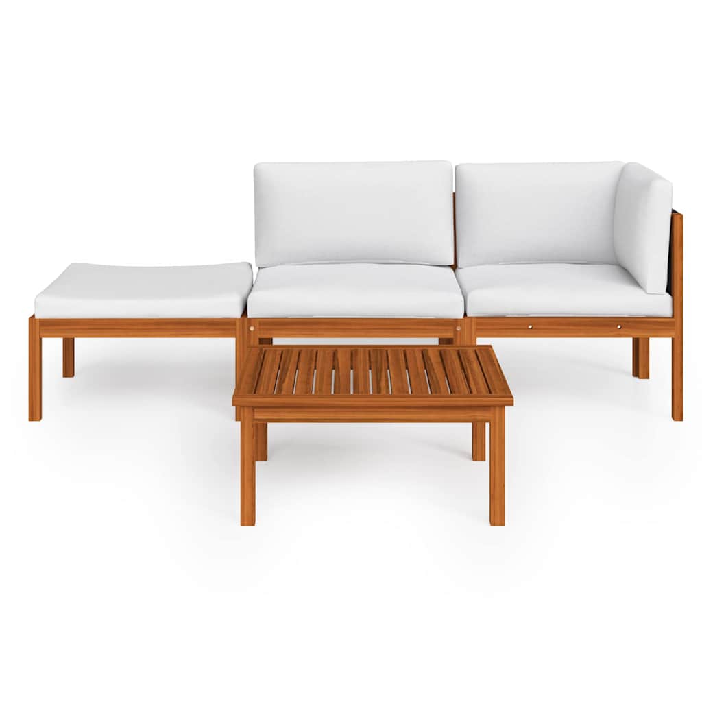 4 Piece Garden Lounge Set with Cushions Cream 63x63 cm