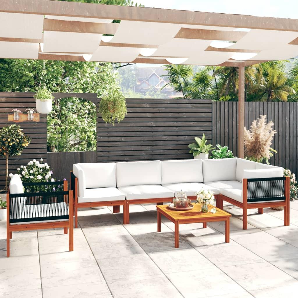 7 Piece Garden Lounge Set with Cushions Cream 63x63 cm