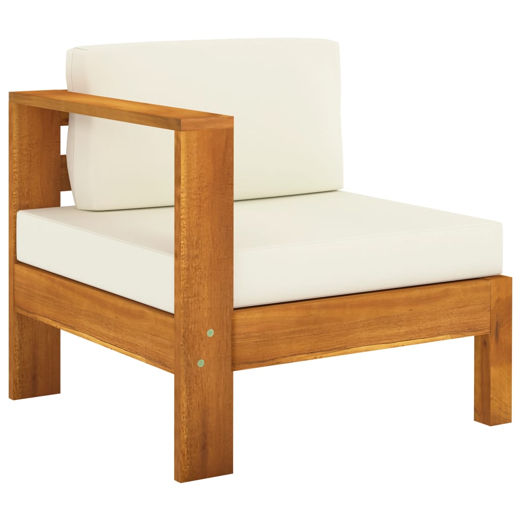 3-Seater Garden Sofa with Cream White Cushions