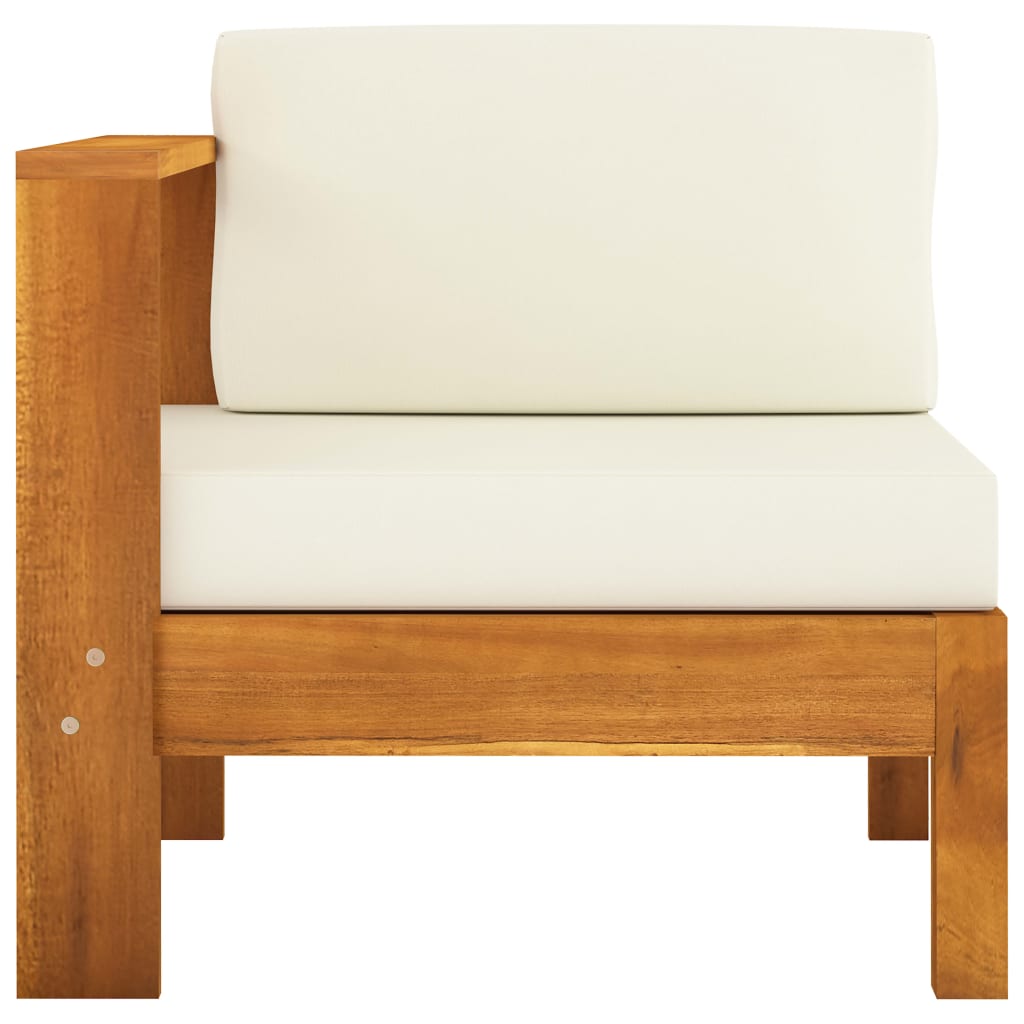 3-Seater Garden Sofa with Cream White Cushions