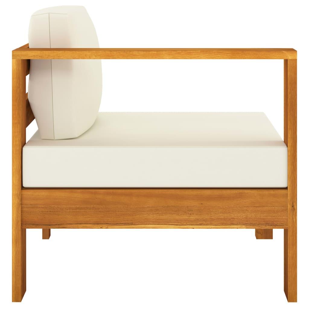 3-Seater Garden Sofa with Cream White Cushions