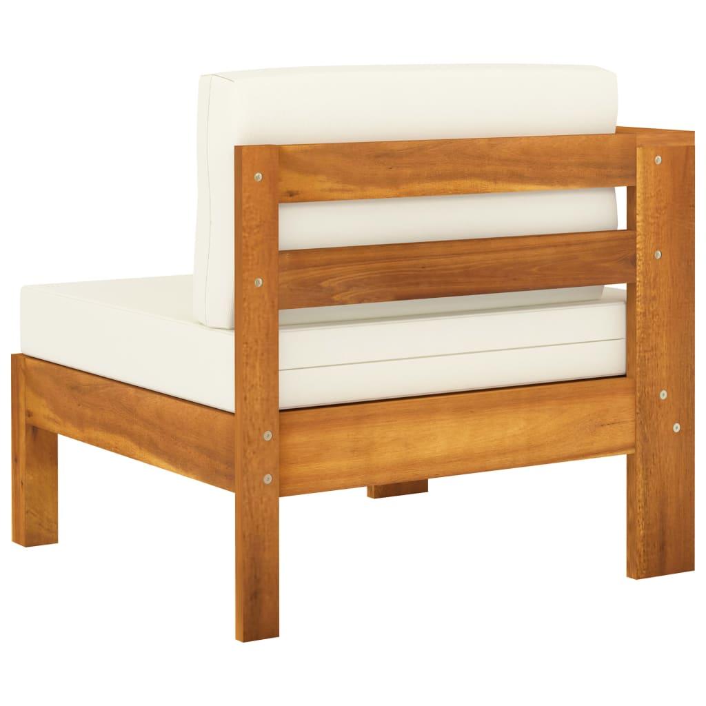 3-Seater Garden Sofa with Cream White Cushions