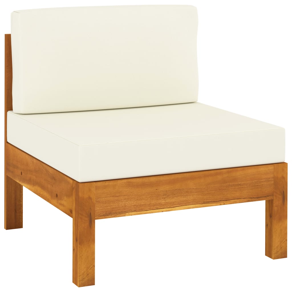 3-Seater Garden Sofa with Cream White Cushions