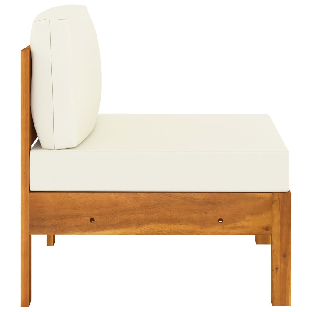 3-Seater Garden Sofa with Cream White Cushions
