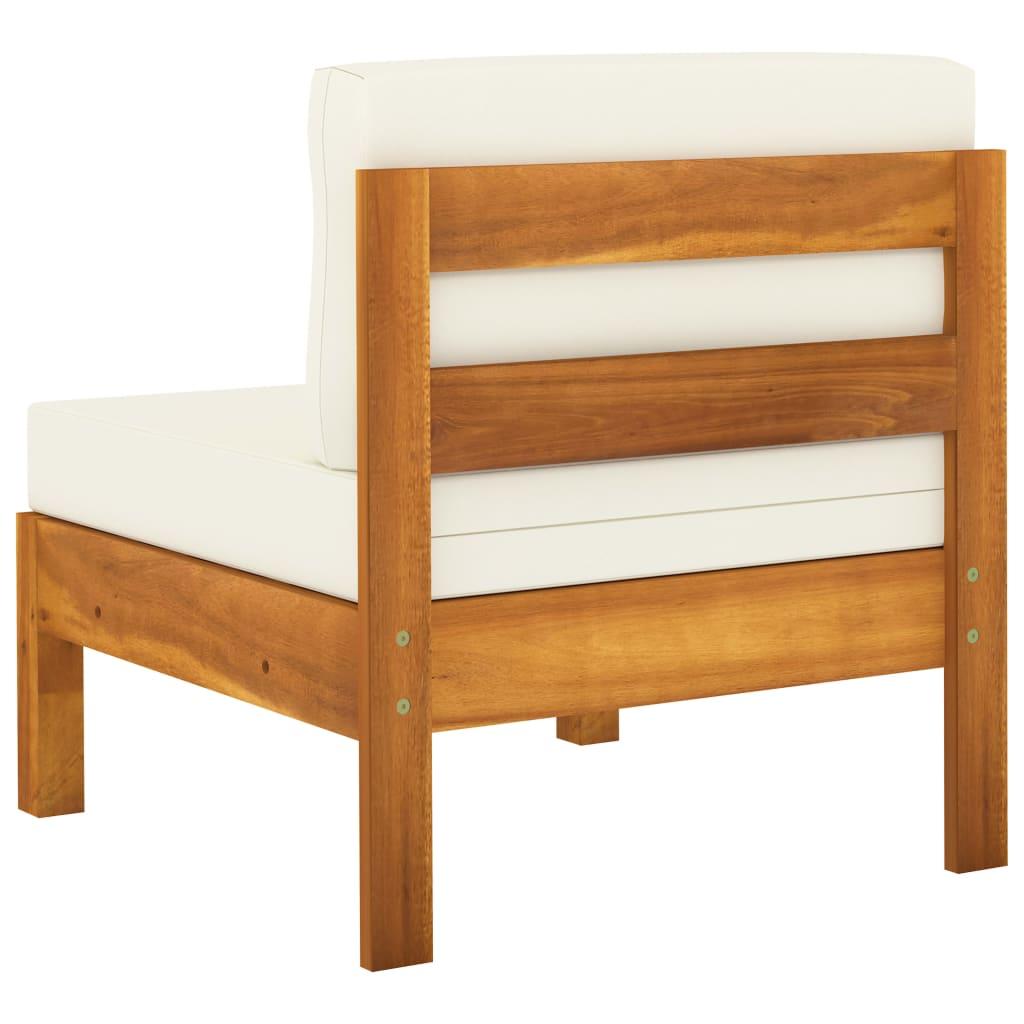 3-Seater Garden Sofa with Cream White Cushions