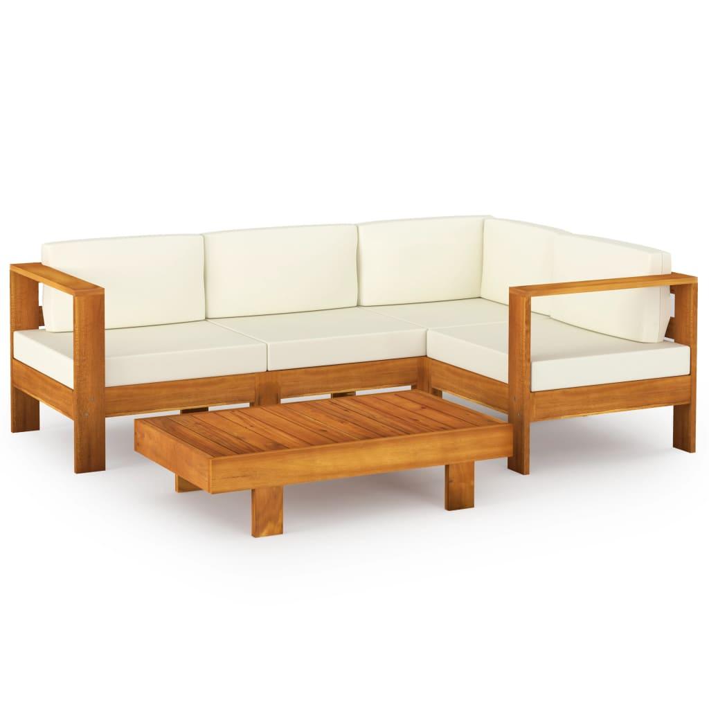 5 Piece Garden Lounge Set with Cushions 100x60 cm Acacia Wood