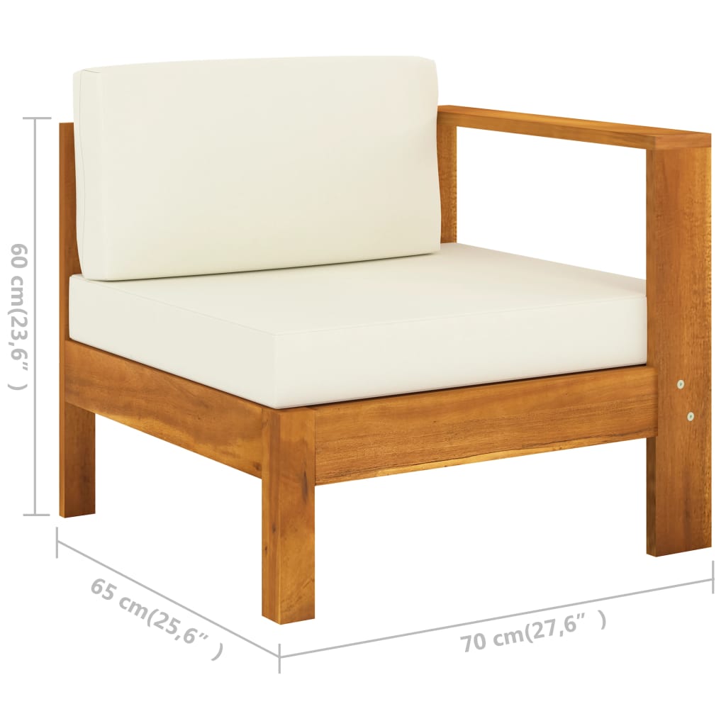 6 Piece Garden Lounge Set with Cushions 100x60 cm Acacia Wood