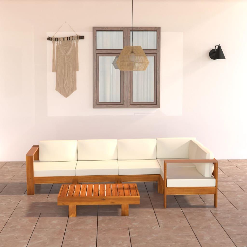 6 Piece Garden Lounge Set with Cushions 100x60 cm Acacia Wood