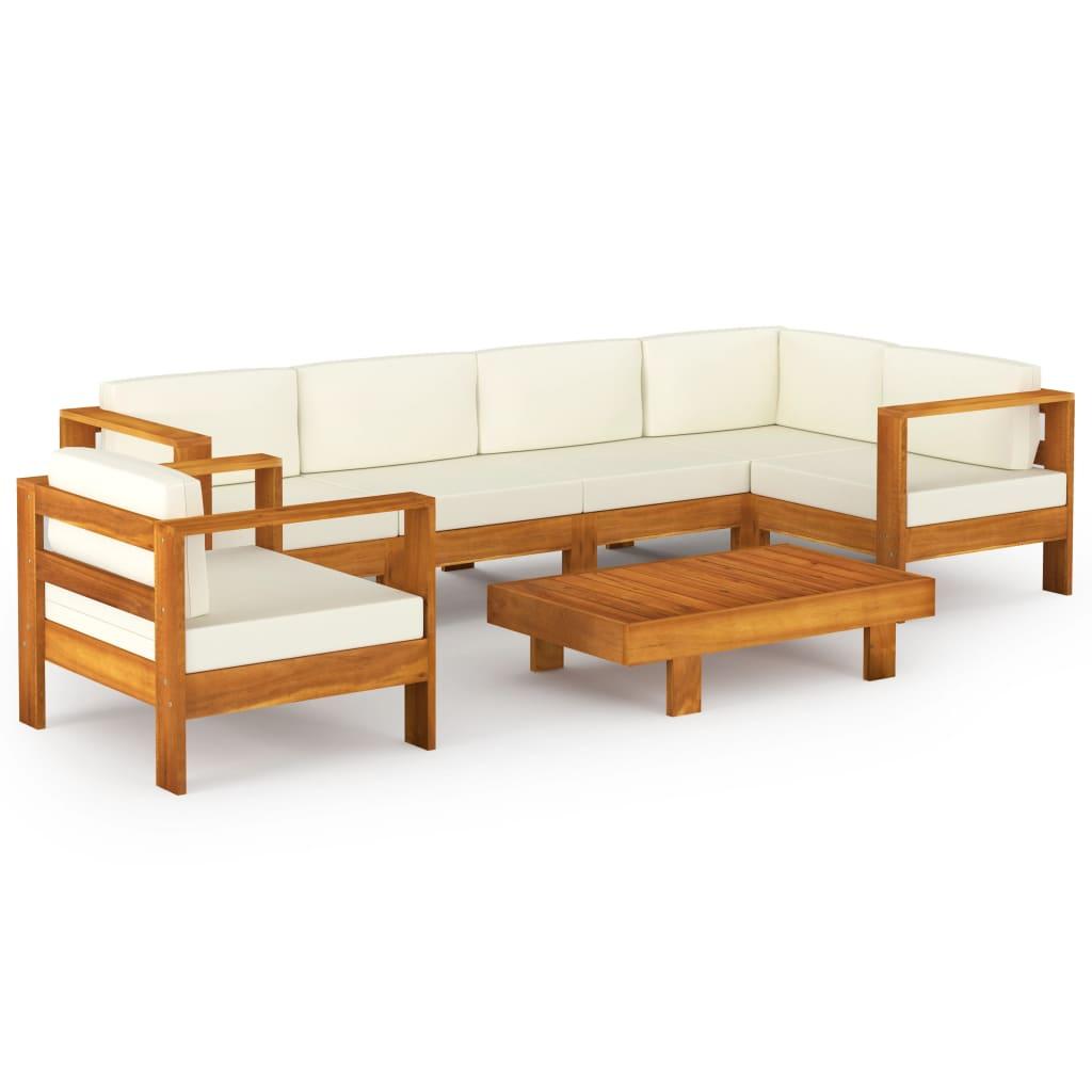 7 Piece Garden Lounge Set with Cushions 100x60 cm Acacia Wood