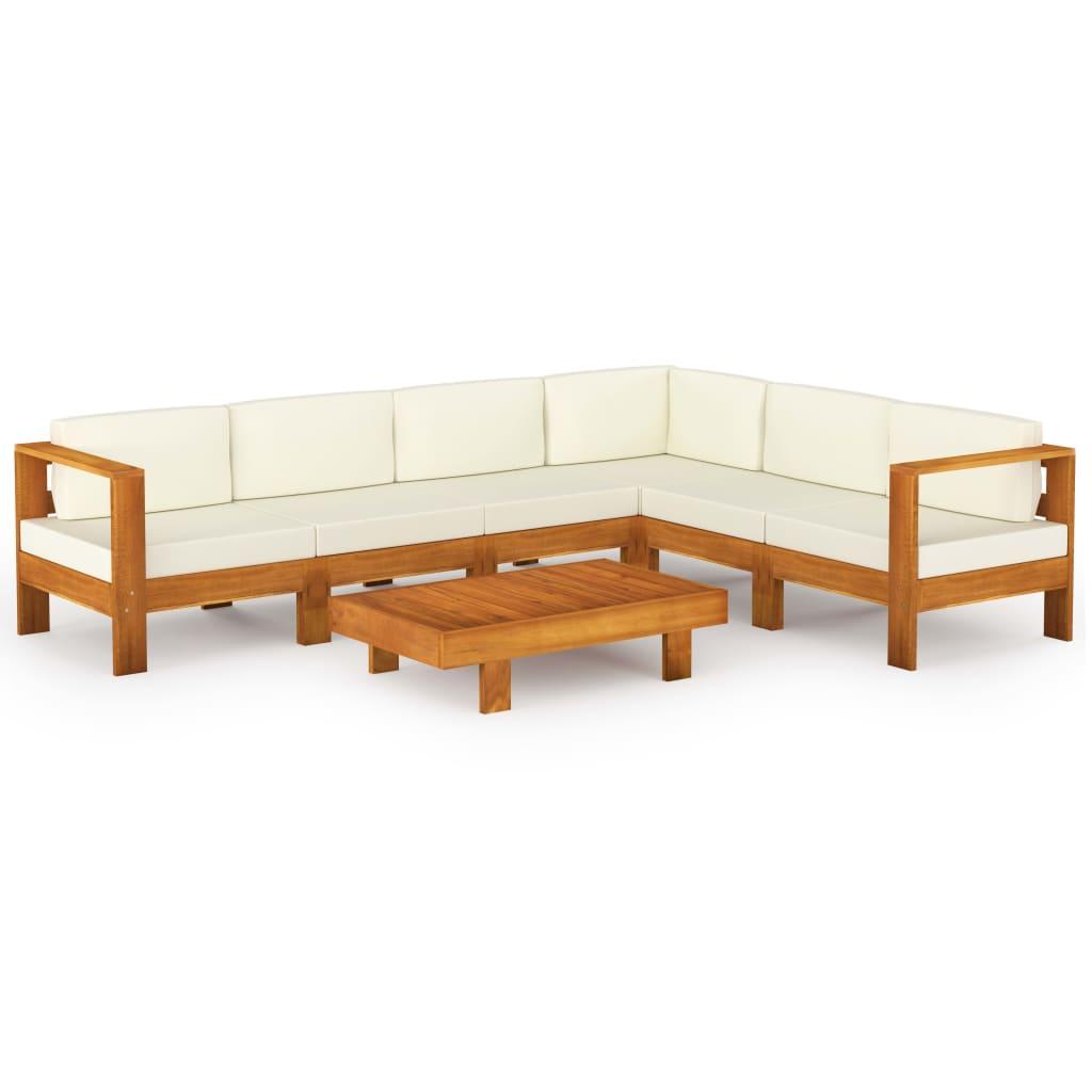 7 Piece Garden Lounge Set with Cushions 100x60 cm Acacia Wood