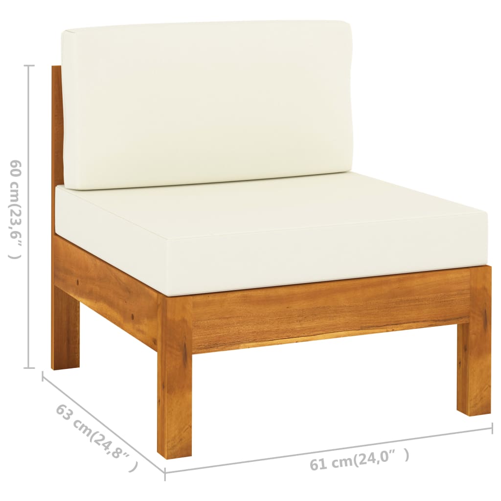 7 Piece Garden Lounge Set with Cushions 100x60 cm Acacia Wood