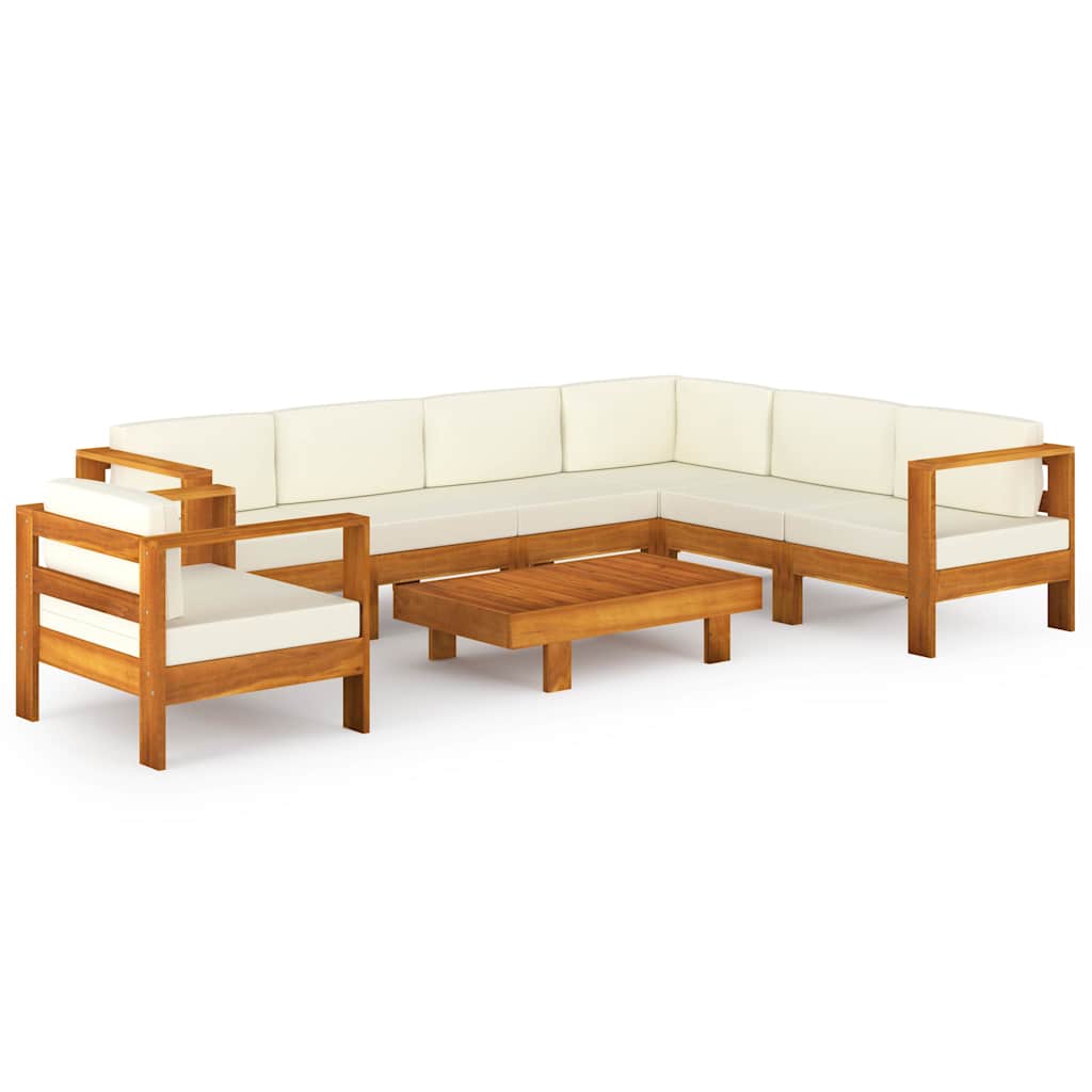 8 Piece Garden Lounge Set with Cushions 100x60 cm Acacia Wood