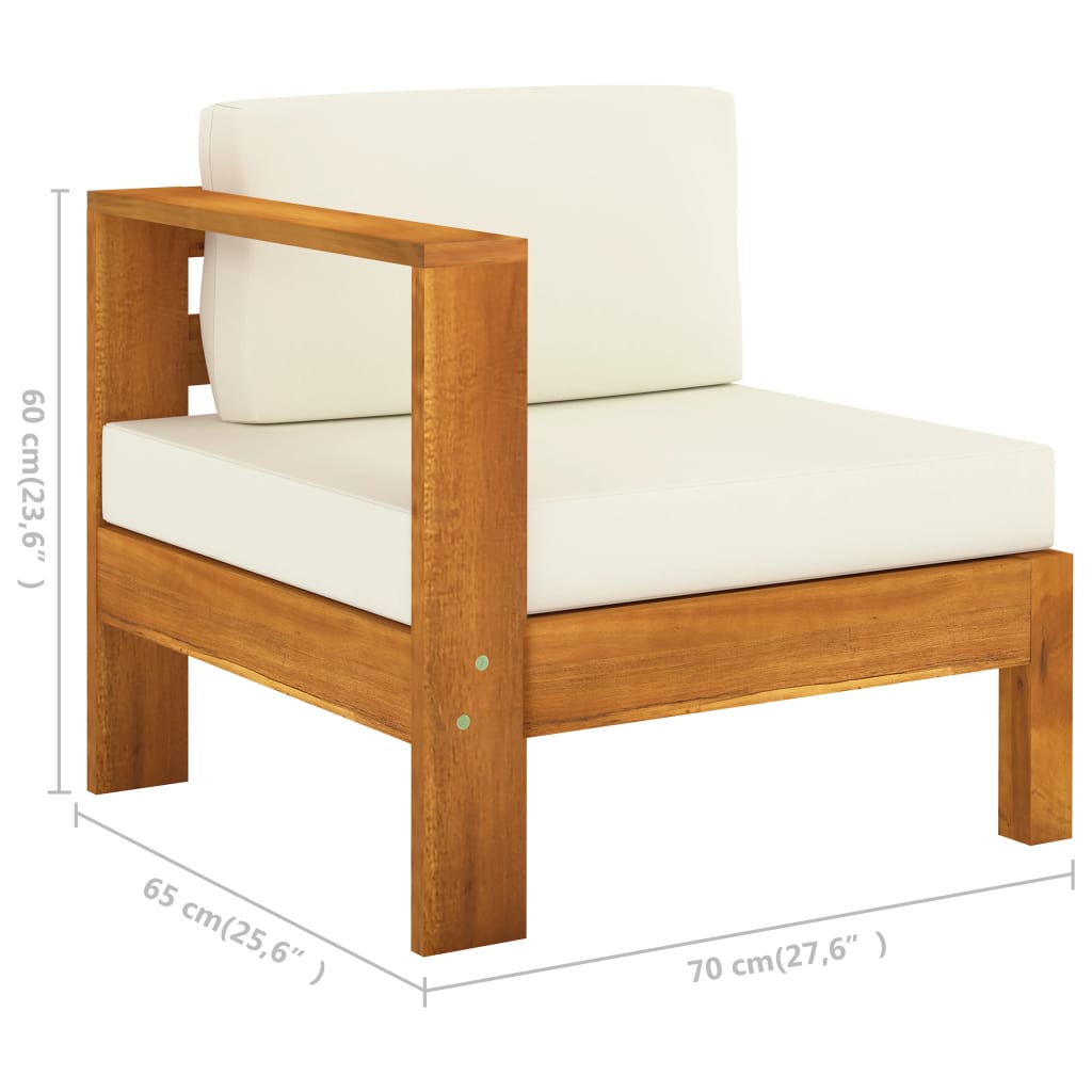 8 Piece Garden Lounge Set with Cushions 100x60 cm Acacia Wood